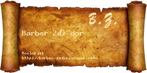 Barber Zádor névjegykártya